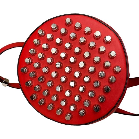 Alexander Wang Alpha Red Leather Bucket Bag Silver stud Designer Purse One Size - Picture 6 of 16